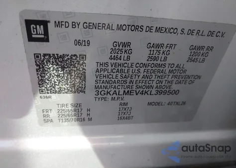 2019 GMC Terrain Sle из США, поврежденный, VIN 3GKALMEV4KL399500